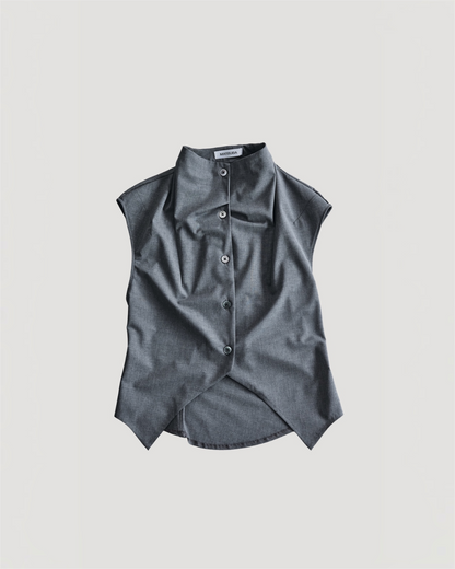 HIGH NECK BUTTON TOP