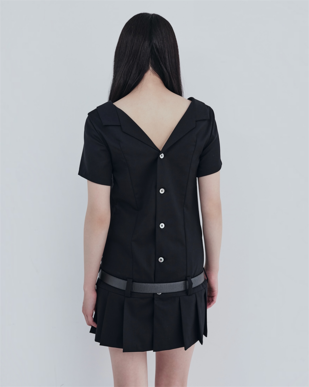 LOW WAIST PLEATED DRESS