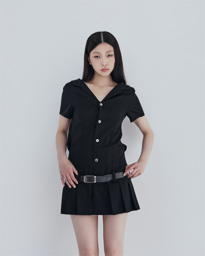 LOW WAIST PLEATED DRESS