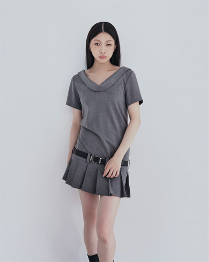 LOW WAIST PLEATED DRESS